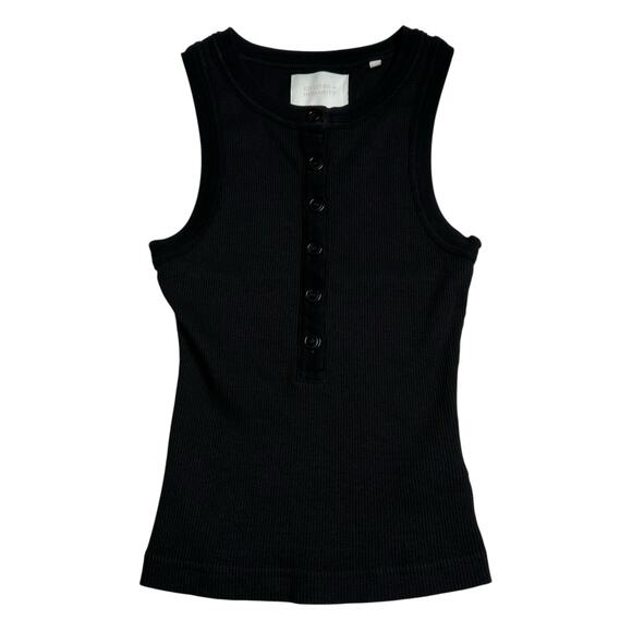 COH CITIZENS OF HUMANITY Caralyn Black Ribbed Button Front Tank Top Size Small - Picture 2 of 8